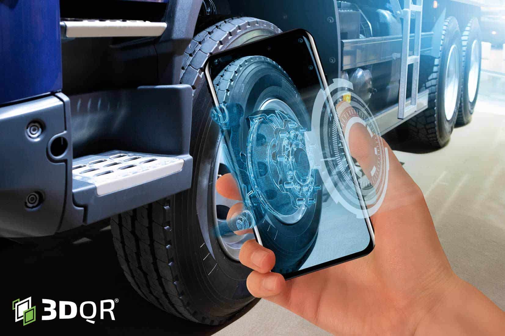 a phone showing parts of a vehicle's wheel in AR
